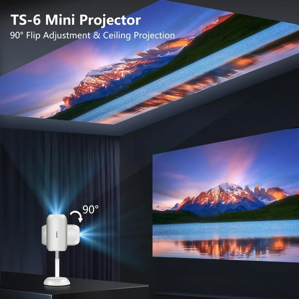 Mini Projector,Portable Projector with WiFi and Bt,4K Support,Auto Keystone,Compatible with HDMI/USB/TV Stick for Home / Outdoor